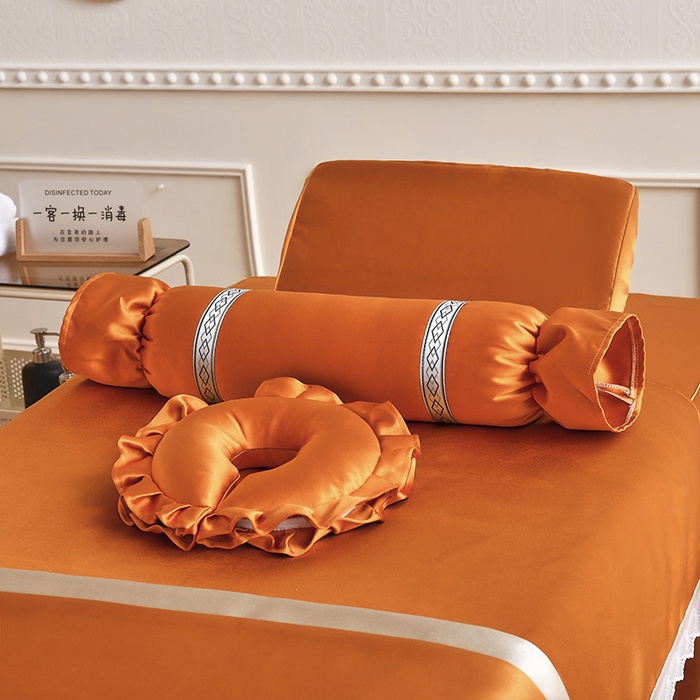 91家纺网 家纺一手货源 找家纺 莉人坊 2025新款高精密贵妃缎花边美床罩 贵妃缎花边橘色