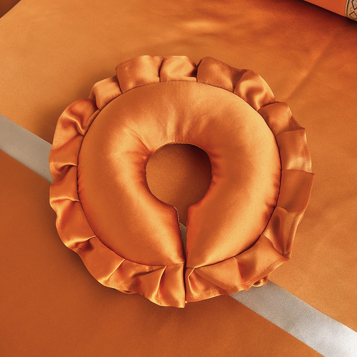 91家纺网 家纺一手货源 找家纺 莉人坊 2025新款高精密贵妃缎花边美床罩 贵妃缎花边橘色