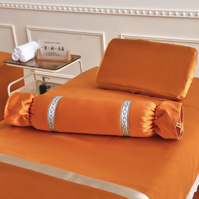 91家纺网 家纺一手货源 找家纺 莉人坊 2025新款高精密贵妃缎花边美床罩 贵妃缎花边橘色
