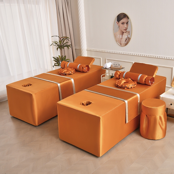 91家纺网 家纺一手货源 找家纺 莉人坊 2025新款高精密贵妃缎花边美床罩 贵妃缎花边橘色