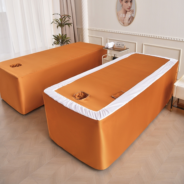 91家纺网 家纺一手货源 找家纺 莉人坊 2025新款高精密贵妃缎花边美床罩 贵妃缎花边橘色