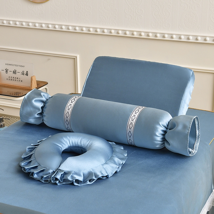 91家纺网 家纺一手货源 找家纺 莉人坊 2025新款高精密贵妃缎花边美床罩 贵妃缎花边浅蓝