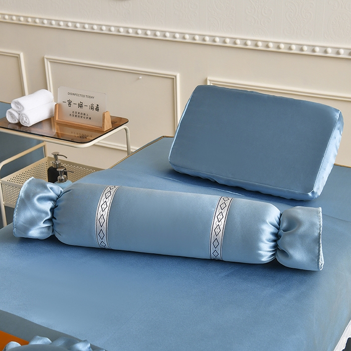 91家纺网 家纺一手货源 找家纺 莉人坊 2025新款高精密贵妃缎花边美床罩 贵妃缎花边浅蓝