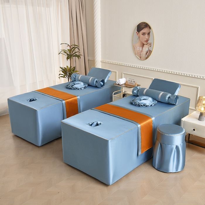 91家纺网 家纺一手货源 找家纺 莉人坊 2025新款高精密贵妃缎花边美床罩 贵妃缎花边浅蓝