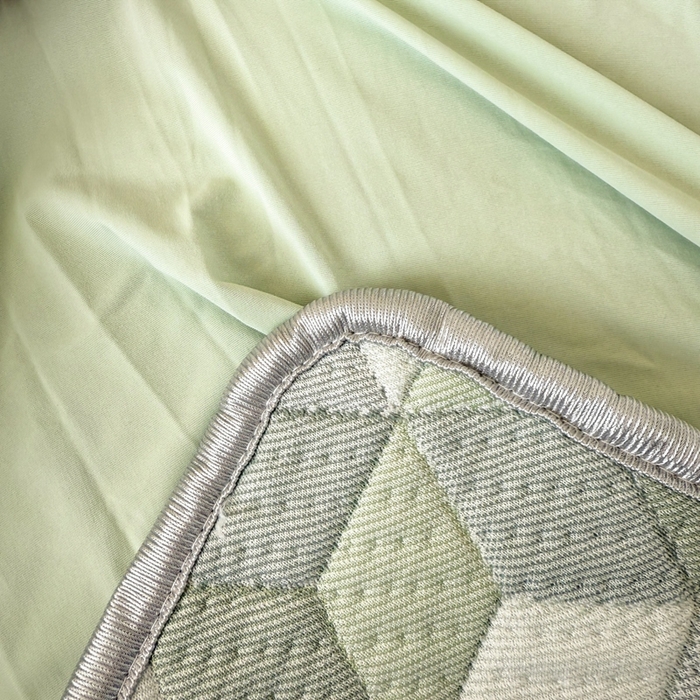 91家纺网 家纺一手货源 找家纺 若未家居 LOVEWE HOUSE 2025新款800克进口高分子100%乙纶PE冷凝凉感软席凉席渐变色织提花系列床笠-床笠款  魔方-绿