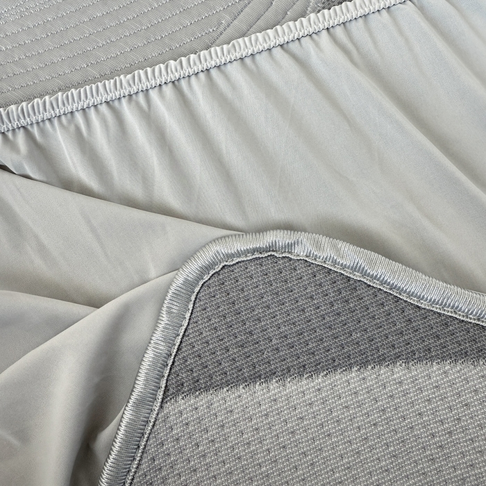 91家纺网 家纺一手货源 找家纺 若未家居 LOVEWE HOUSE 2025新款800克进口高分子100%乙纶PE冷凝凉感软席凉席渐变色织提花系列床笠-床笠款 月牙-灰