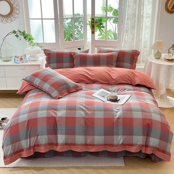 91家纺网 家纺一手货源 找家纺 （总）琉宿家纺 2025新款纽扣款水洗棉四件套