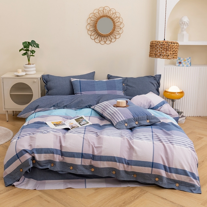 91家纺网 家纺一手货源 找家纺 （总）琉宿家纺 2025新款纽扣款水洗棉四件套