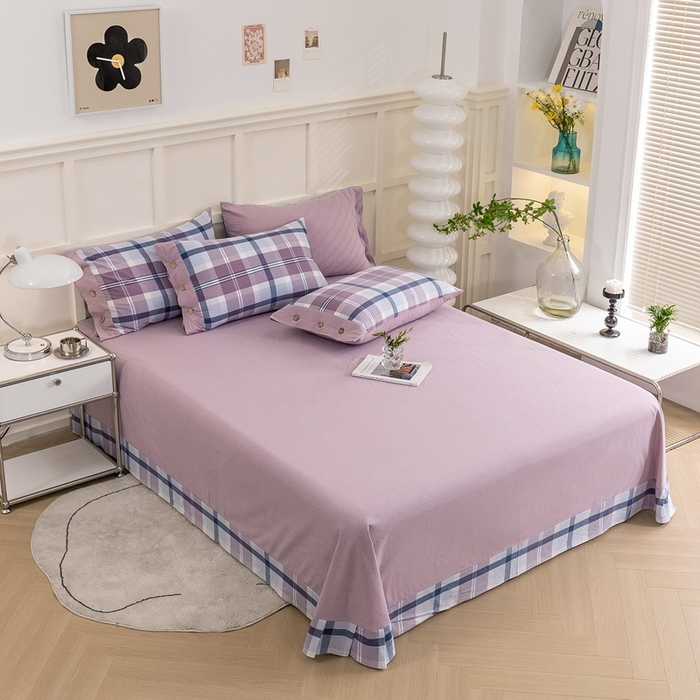 91家纺网 家纺一手货源 找家纺 琉宿家纺 2025新款纽扣款水洗棉四件套 妙恋粉