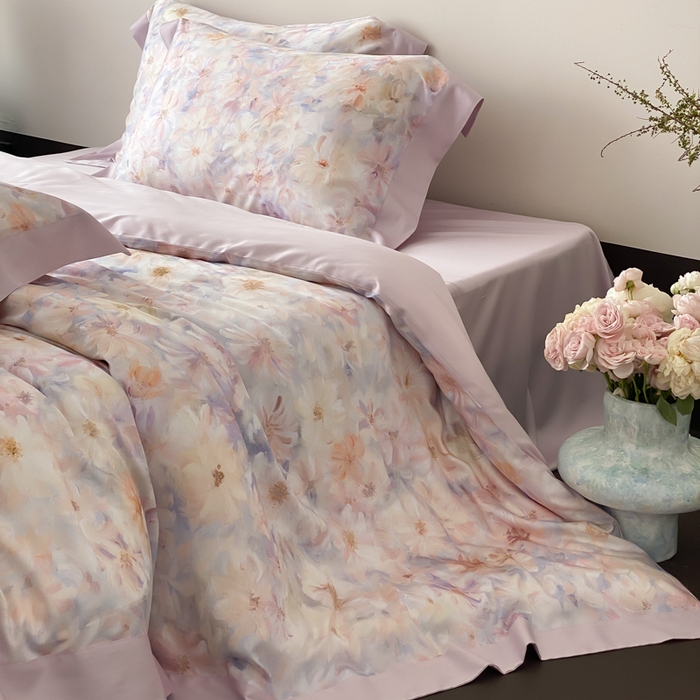 91家纺网 家纺一手货源 找家纺 云栖家居 2025天丝棉数码印花四件套 溪满花-梦幻紫