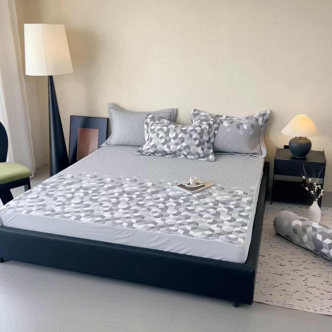 91家纺网 家纺一手货源 找家纺 （总）若未家居 LOVEWE HOUSE 2025新款800克进口高分子100%乙纶PE冷凝凉感软席凉席渐变色织提花系列床笠-床笠款