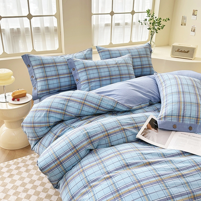 91家纺网 家纺一手货源 找家纺 琉宿家纺 2025新款纽扣款水洗棉四件套 波托兰