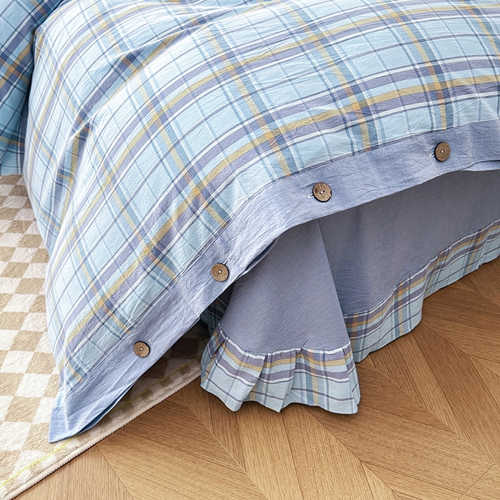 91家纺网 家纺一手货源 找家纺 琉宿家纺 2025新款纽扣款水洗棉四件套 波托兰