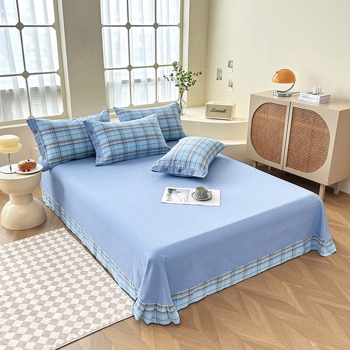 91家纺网 家纺一手货源 找家纺 琉宿家纺 2025新款纽扣款水洗棉四件套 波托兰