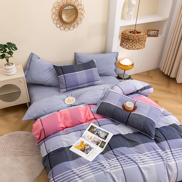 91家纺网 家纺一手货源 找家纺 琉宿家纺 2025新款纽扣款水洗棉四件套 玛格灰