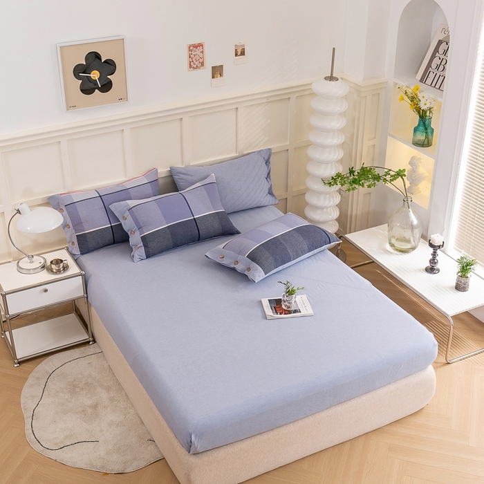 91家纺网 家纺一手货源 找家纺 琉宿家纺 2025新款纽扣款水洗棉四件套 玛格灰