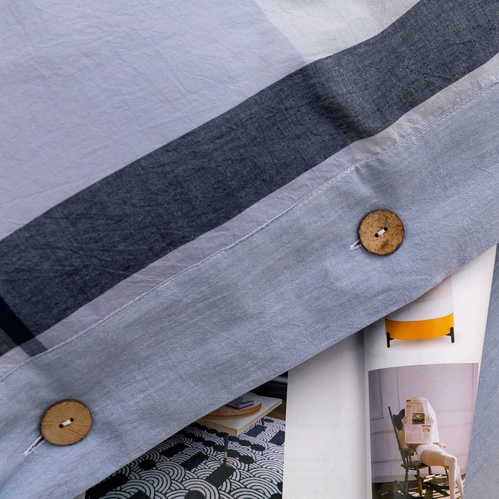 91家纺网 家纺一手货源 找家纺 琉宿家纺 2025新款纽扣款水洗棉四件套 玛格灰