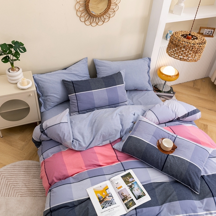 91家纺网 家纺一手货源 找家纺 琉宿家纺 2025新款纽扣款水洗棉四件套 玛格灰