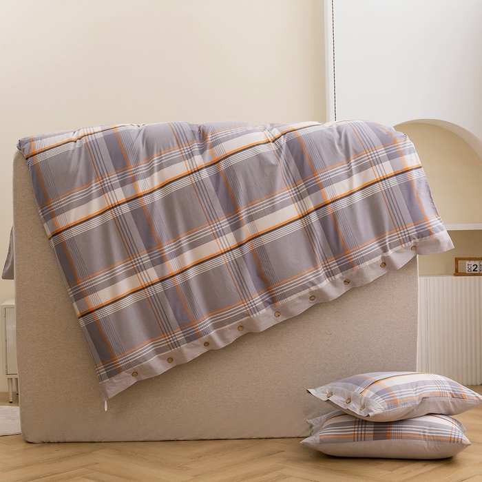 91家纺网 家纺一手货源 找家纺 琉宿家纺 2025新款纽扣款水洗棉四件套 梦漫灰