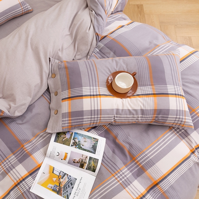 91家纺网 家纺一手货源 找家纺 琉宿家纺 2025新款纽扣款水洗棉四件套 梦漫灰