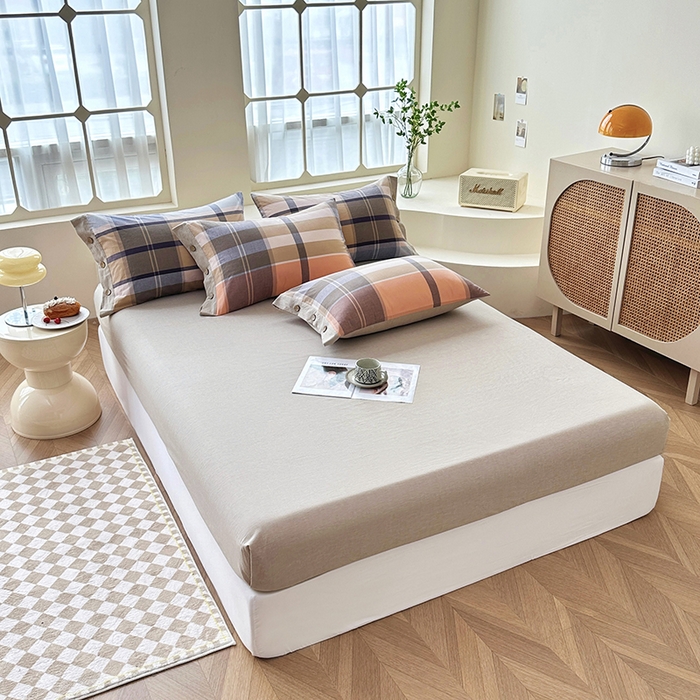 91家纺网 家纺一手货源 找家纺 琉宿家纺 2025新款纽扣款水洗棉四件套 回音桔