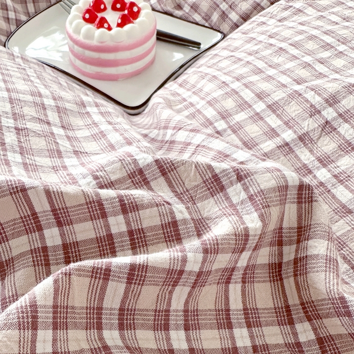 91家纺网 家纺一手货源 找家纺 琉宿家纺 2025新款纽扣款水洗棉四件套 悠悠咖