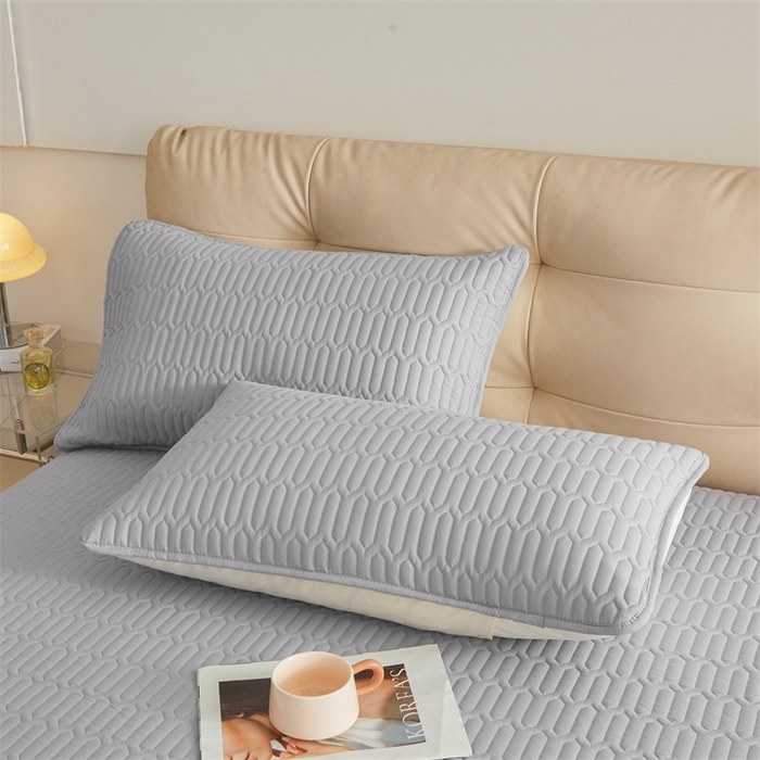 91家纺网 家纺一手货源 找家纺 伊人坊 2025新款水洗棉六面全包床笠床垫保护套 升级款-素雅灰