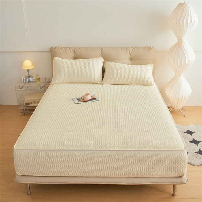 91家纺网 家纺一手货源 找家纺 伊人坊 2025新款水洗棉六面全包床笠床垫保护套 升级款-米色