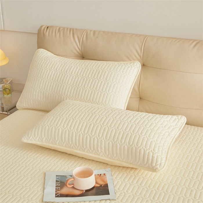 91家纺网 家纺一手货源 找家纺 伊人坊 2025新款水洗棉六面全包床笠床垫保护套 升级款-米色