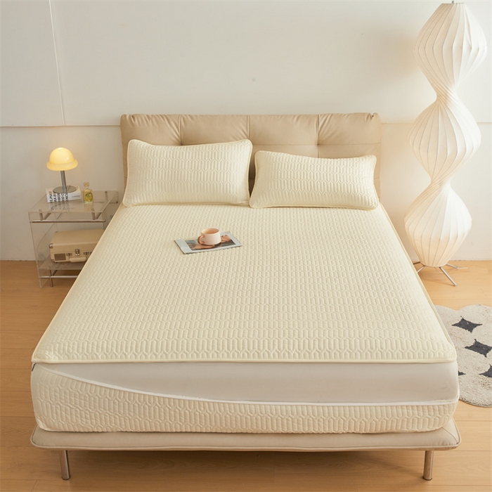 91家纺网 家纺一手货源 找家纺 伊人坊 2025新款水洗棉六面全包床笠床垫保护套 升级款-米色