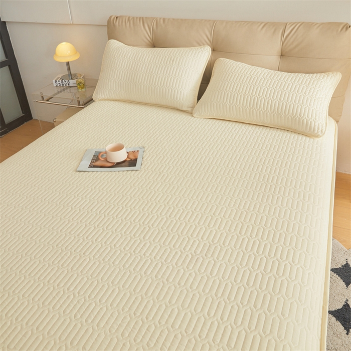 91家纺网 家纺一手货源 找家纺 伊人坊 2025新款水洗棉六面全包床笠床垫保护套 升级款-米色