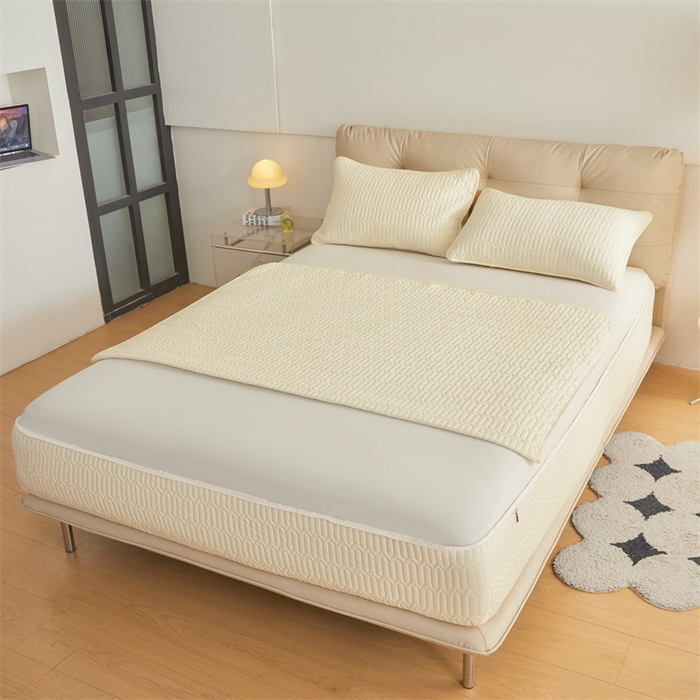 91家纺网 家纺一手货源 找家纺 伊人坊 2025新款水洗棉六面全包床笠床垫保护套 升级款-米色