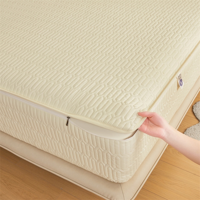 91家纺网 家纺一手货源 找家纺 伊人坊 2025新款水洗棉六面全包床笠床垫保护套 升级款-米色