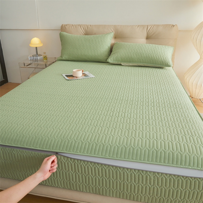 伊人坊 2025新款水洗棉六面全包床笠床垫保护套 升级款-抹茶绿