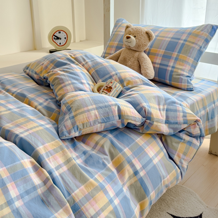 91家纺网 家纺一手货源 找家纺 （总）久典家居 2025A类全棉色织水洗棉学生款三件套