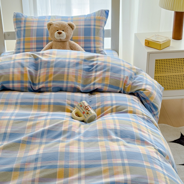 91家纺网 家纺一手货源 找家纺 （总）久典家居 2025A类全棉色织水洗棉学生款三件套