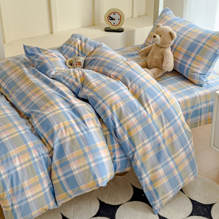 91家纺网 家纺一手货源 找家纺 （总）久典家居 2025A类全棉色织水洗棉学生款三件套