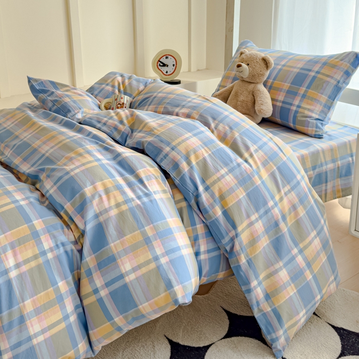 91家纺网 家纺一手货源 找家纺 （总）久典家居 2025A类全棉色织水洗棉学生款三件套