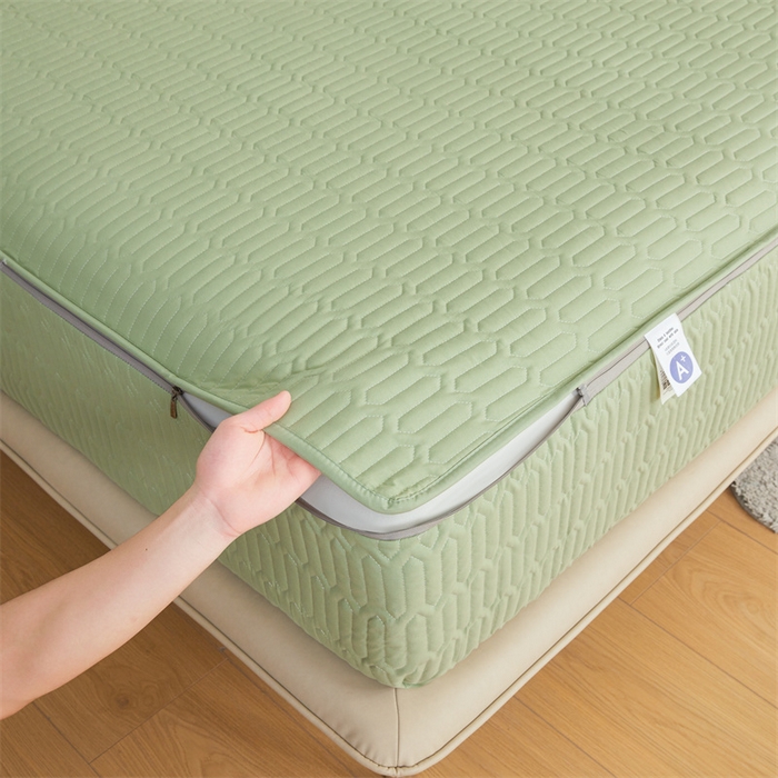 91家纺网 家纺一手货源 找家纺 伊人坊 2025新款水洗棉六面全包床笠床垫保护套 升级款-抹茶绿