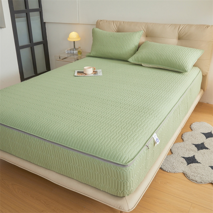 91家纺网 家纺一手货源 找家纺 伊人坊 2025新款水洗棉六面全包床笠床垫保护套 升级款-抹茶绿