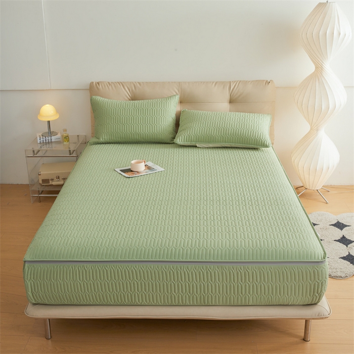 91家纺网 家纺一手货源 找家纺 伊人坊 2025新款水洗棉六面全包床笠床垫保护套 升级款-抹茶绿