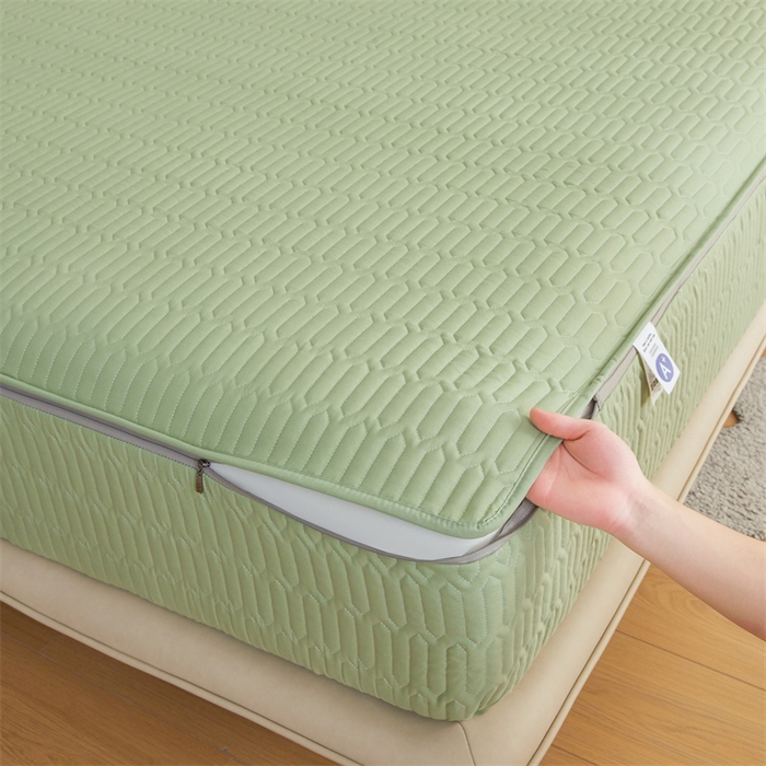 91家纺网 家纺一手货源 找家纺 伊人坊 2025新款水洗棉六面全包床笠床垫保护套 升级款-抹茶绿