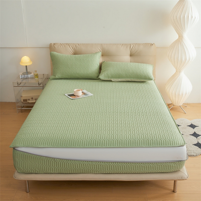 91家纺网 家纺一手货源 找家纺 伊人坊 2025新款水洗棉六面全包床笠床垫保护套 升级款-抹茶绿