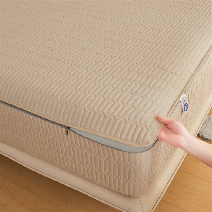 91家纺网 家纺一手货源 找家纺 伊人坊 2025新款水洗棉六面全包床笠床垫保护套 升级款-浅驼色