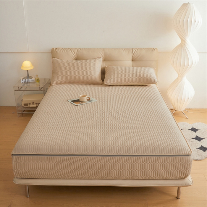 91家纺网 家纺一手货源 找家纺 伊人坊 2025新款水洗棉六面全包床笠床垫保护套 升级款-浅驼色