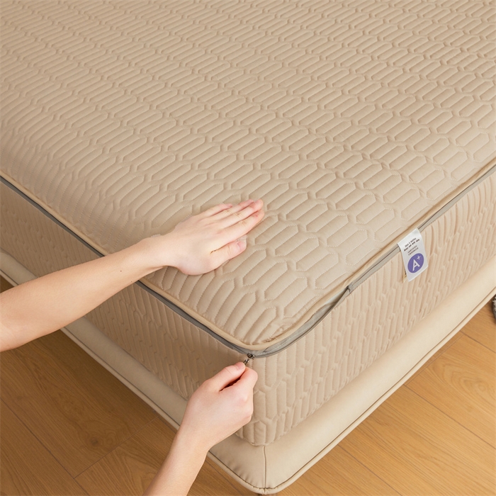 91家纺网 家纺一手货源 找家纺 伊人坊 2025新款水洗棉六面全包床笠床垫保护套 升级款-浅驼色