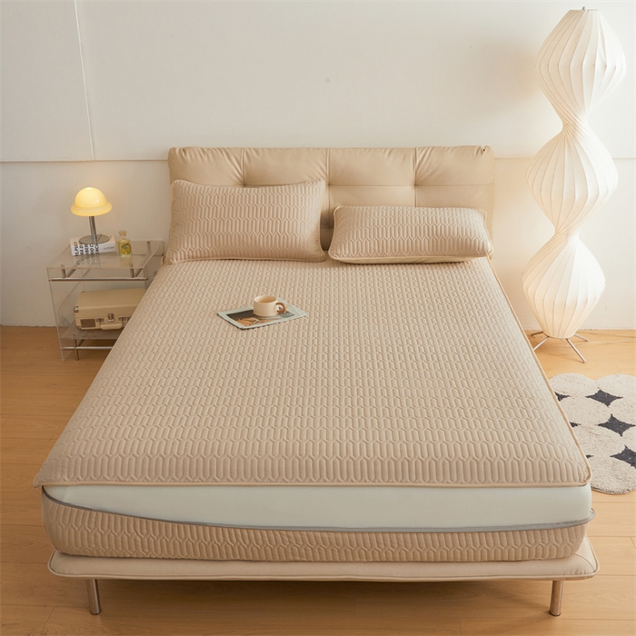 91家纺网 家纺一手货源 找家纺 伊人坊 2025新款水洗棉六面全包床笠床垫保护套 升级款-浅驼色