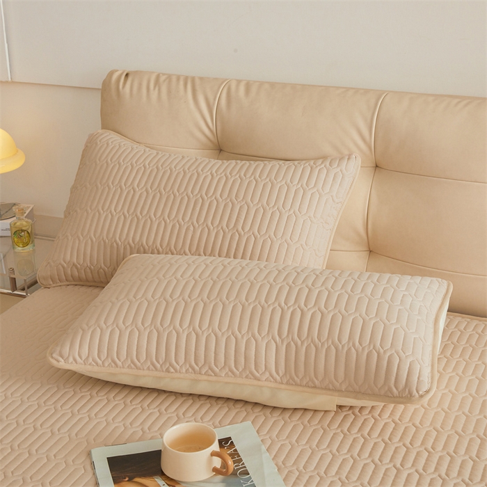 91家纺网 家纺一手货源 找家纺 伊人坊 2025新款水洗棉六面全包床笠床垫保护套 升级款-浅驼色