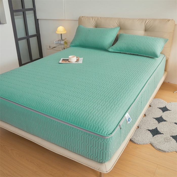 91家纺网 家纺一手货源 找家纺 伊人坊 2025新款水洗棉六面全包床笠床垫保护套 升级款-清水绿