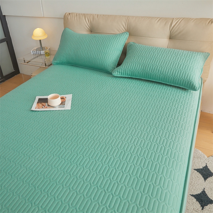 91家纺网 家纺一手货源 找家纺 伊人坊 2025新款水洗棉六面全包床笠床垫保护套 升级款-清水绿